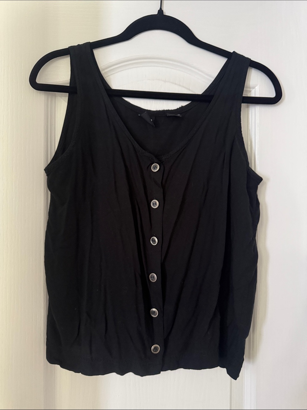 Vintage Black Button-Front Women's tank Top